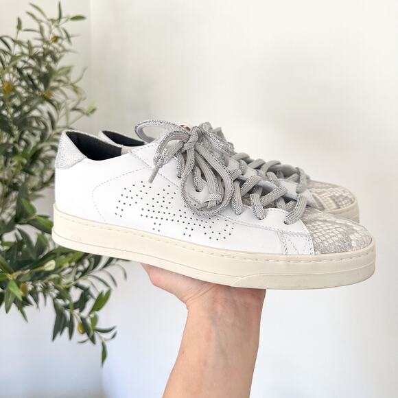 P448 John Molly Low Top Lace Up Leather Sneakers Coyote White 39 - Picture 2 of 9